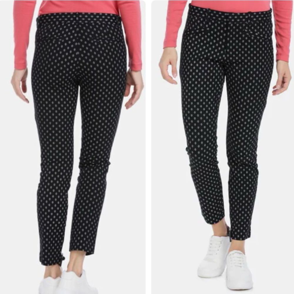Gap Black Diamond Print Pixie Mid Rise Skinny Ankle Flat Front Pants Pockets 6